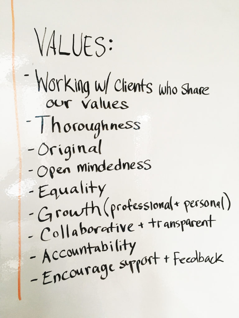 Team and mission values